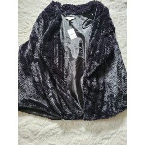 Cato Women's Faux Fur Vest, Size L, Black, NWT